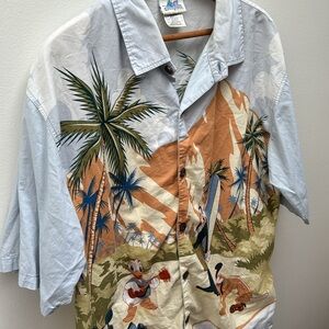 Vintage Disneyland Hawaiian Shirt Hang Loose Large Camp Shirt| Resort vacation